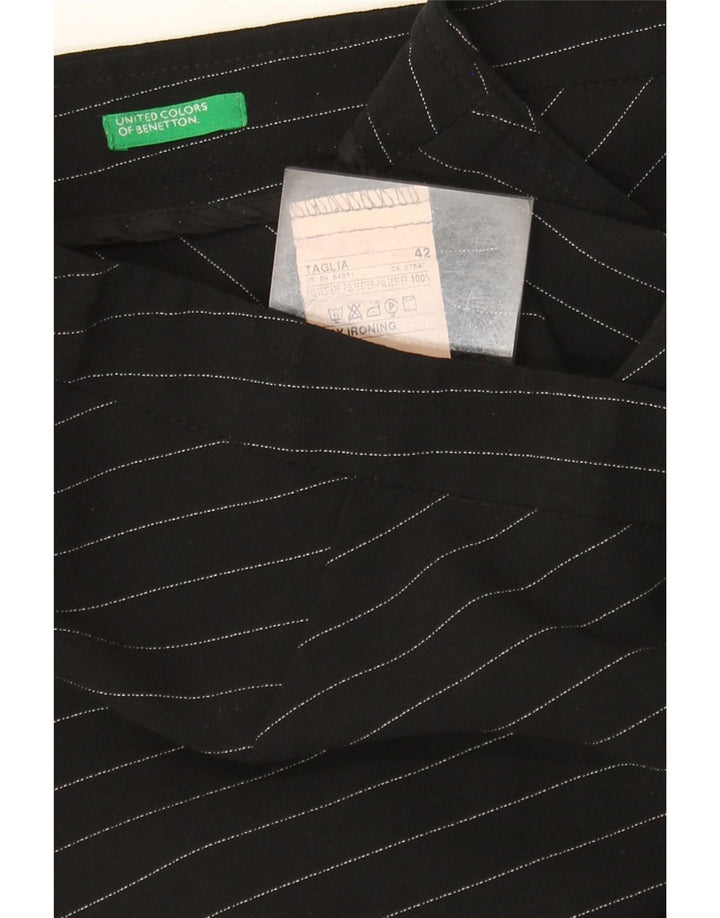 Benetton Womens Bootcut Suit Trousers IT 42 Medium W28 L32 Black Pinstripe