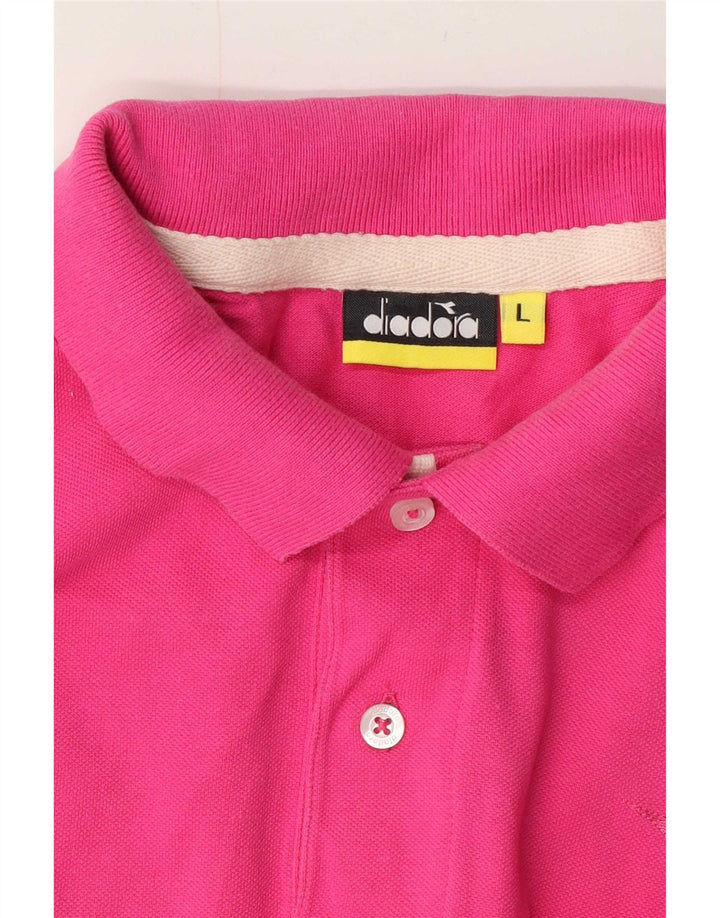 Diadora Mens Polo Shirt Large Pink