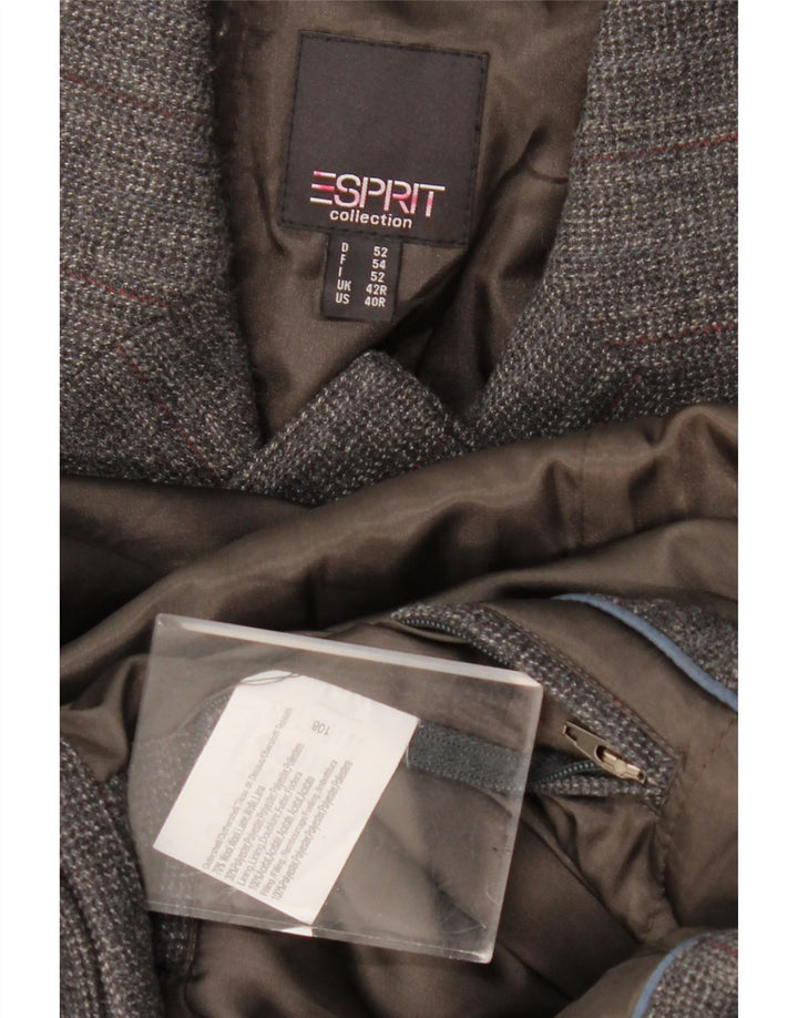 Esprit Mens Longline 3 Button Blazer Jacket UK 42 XL Grey Wool