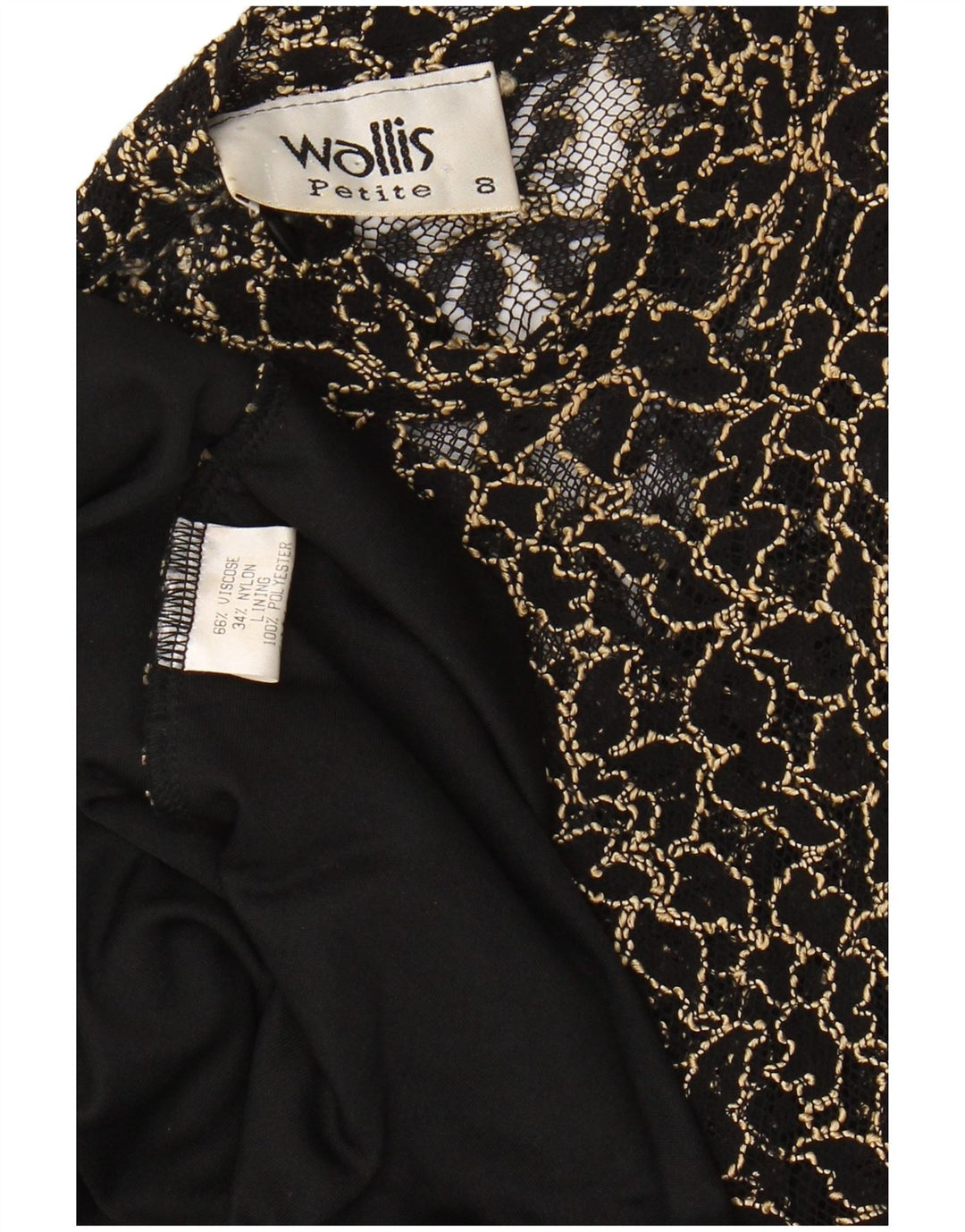 WALLIS Womens Petite Lace Maxi Dress UK 8 Small Black Floral Viscose