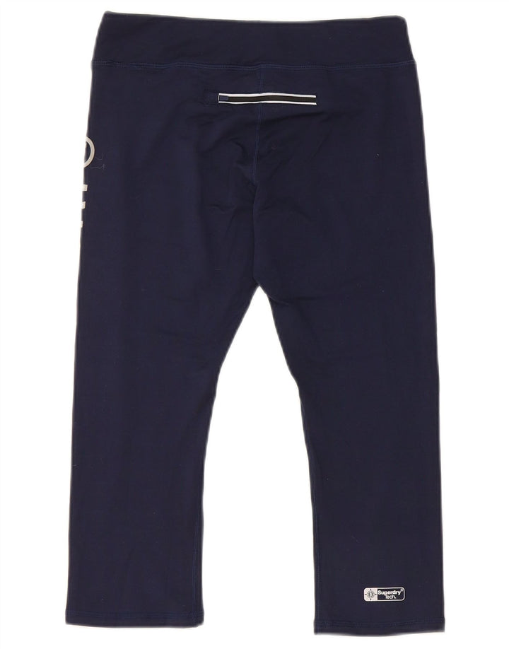Superdry Womens Graphic Capri Leggings UK 6 XS  Navy Blue Polyester
