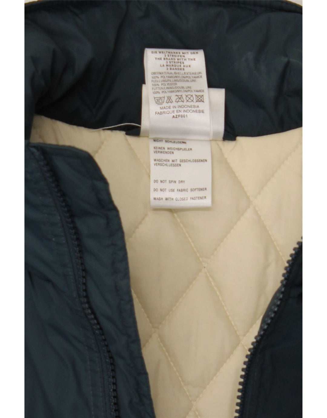 Adidas Mens Padded Jacket UK 38/40 Medium Navy Blue Nylon