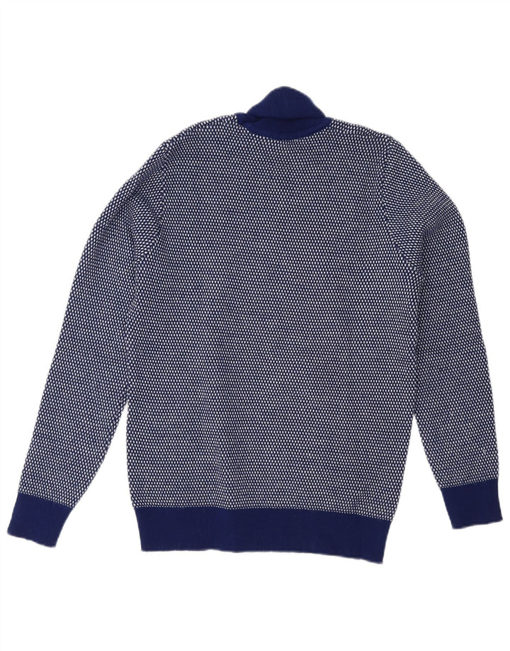 Vintage Womens Roll Neck Jumper Sweater UK 14 Medium Navy Blue