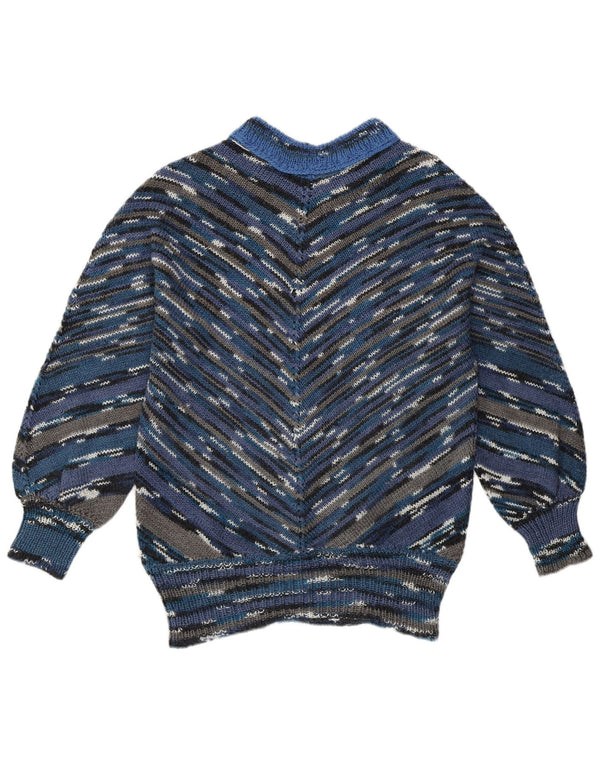 Vintage Womens Turtle Neck Jumper Sweater UK 16 Large Multicoloured Chevron