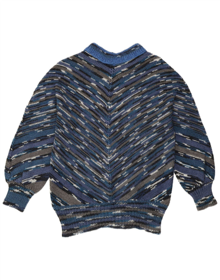 Vintage Womens Turtle Neck Jumper Sweater UK 16 Large Multicoloured Chevron