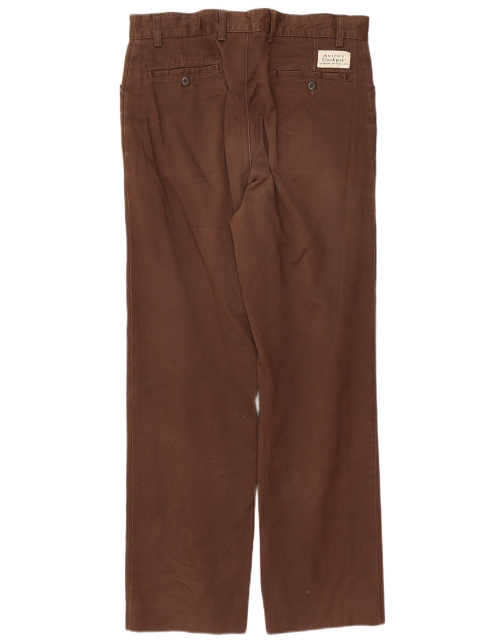 AVIREX Mens Straight Casual Trousers W32 L30 Brown Cotton