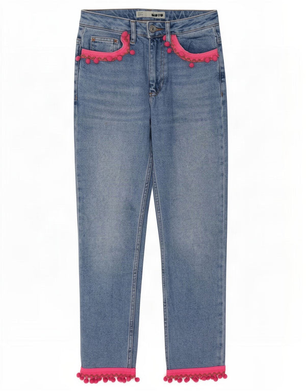 Topshop Womens Moto Crop Tapered Jeans W26 L24 Blue Cotton