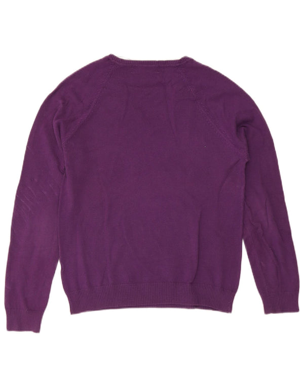 Zara Womens V-Neck Jumper Sweater UK 18 XL Purple Cotton