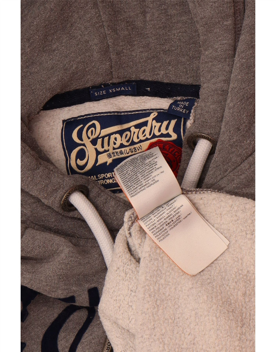 SUPERDRY Mens Graphic Hoodie Jumper XS Grey Cotton