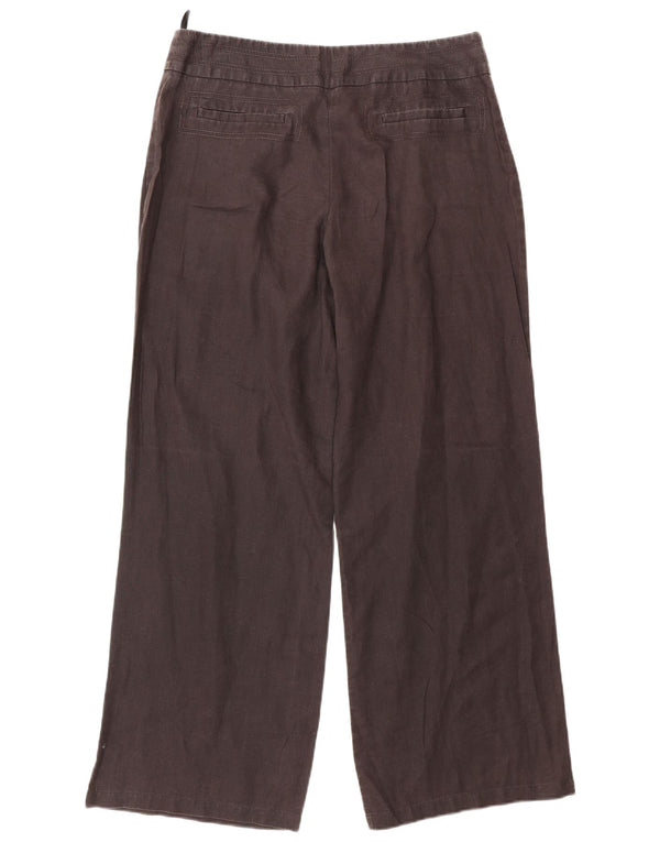 Marks & Spencer Womens Wide Leg Chino Trousers UK 12 Medium W30 L30 Maroon