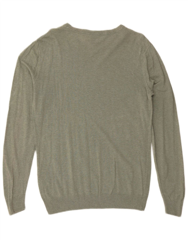 Quiksilver Mens V-Neck Jumper Sweater Small Green Cotton