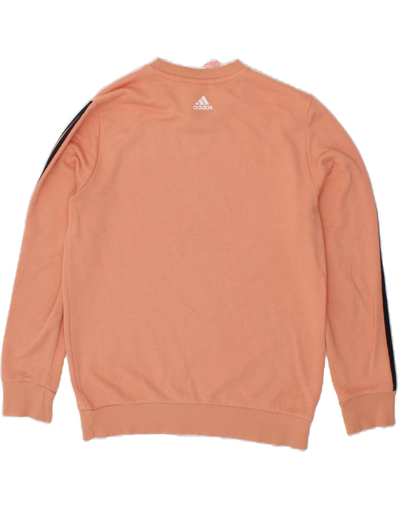ADIDAS Girls Graphic Sweatshirt Jumper 13-14 Years Pink Cotton Vintage Adidas and Second-Hand Adidas from Messina Hembry 