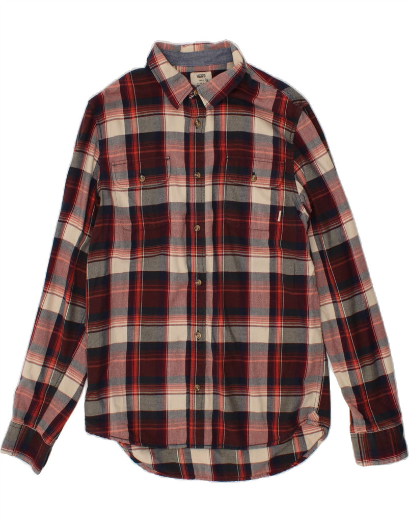 VANS Mens Flannel Shirt Small Maroon Check Cotton Vintage Vans and Second-Hand Vans from Messina Hembry 