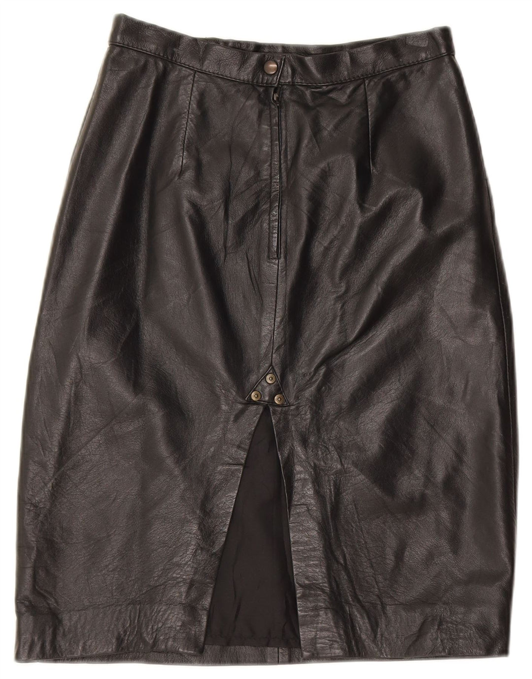 Vintage Womens High Waist Leather Skirt IT 42 Medium W28 Black