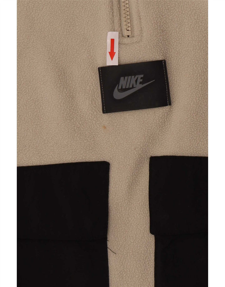 Nike Mens Therma-Fit Zip Neck Fleece Jumper Medium Beige Polyester