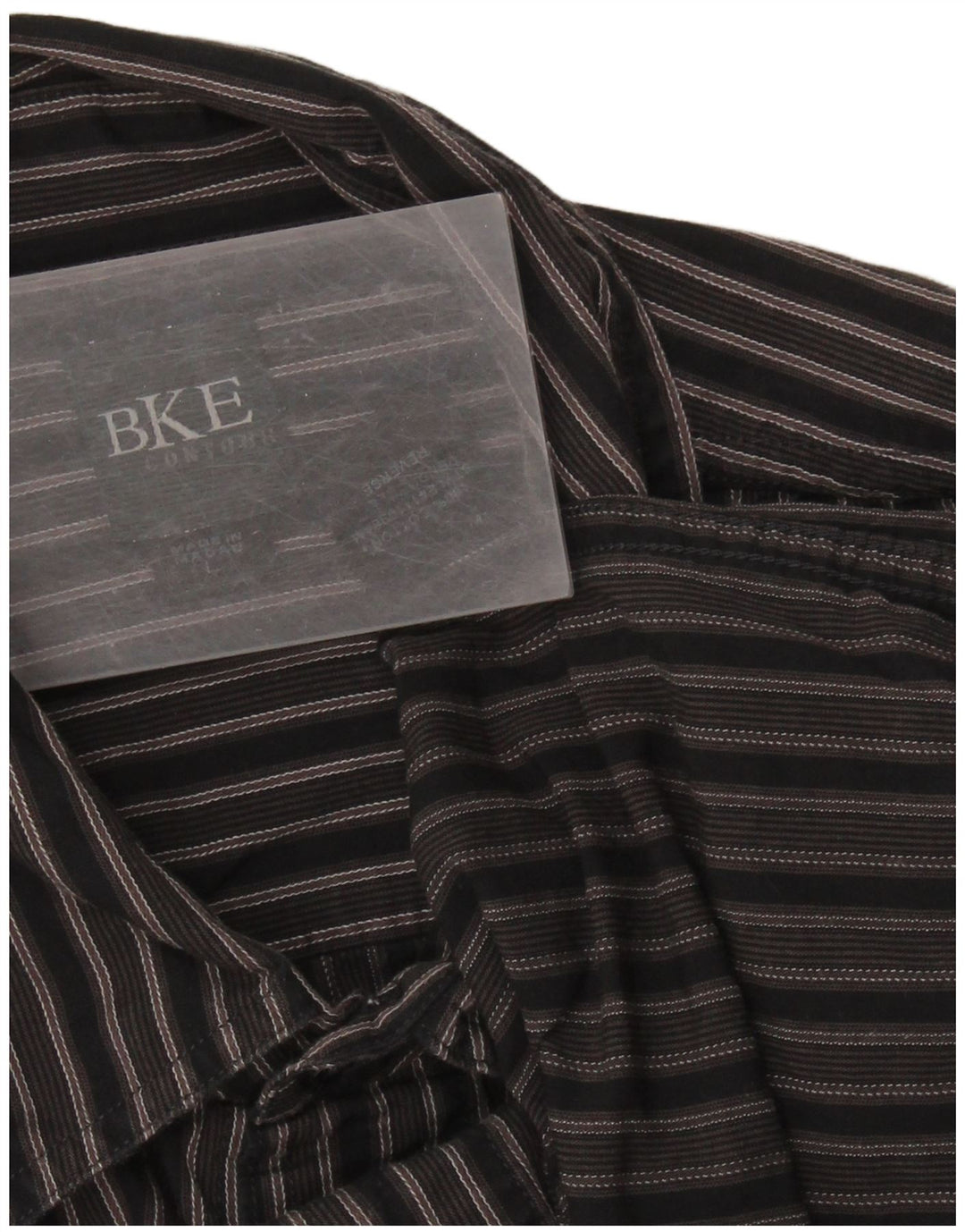 BKE Mens Shirt Large Black Striped Cotton