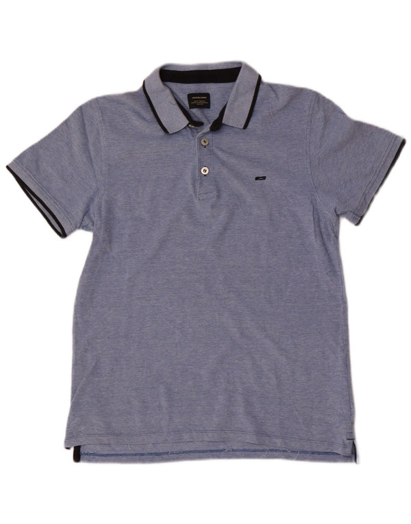 Jack & Jones Mens Regular Fit Polo Shirt Medium Blue Cotton