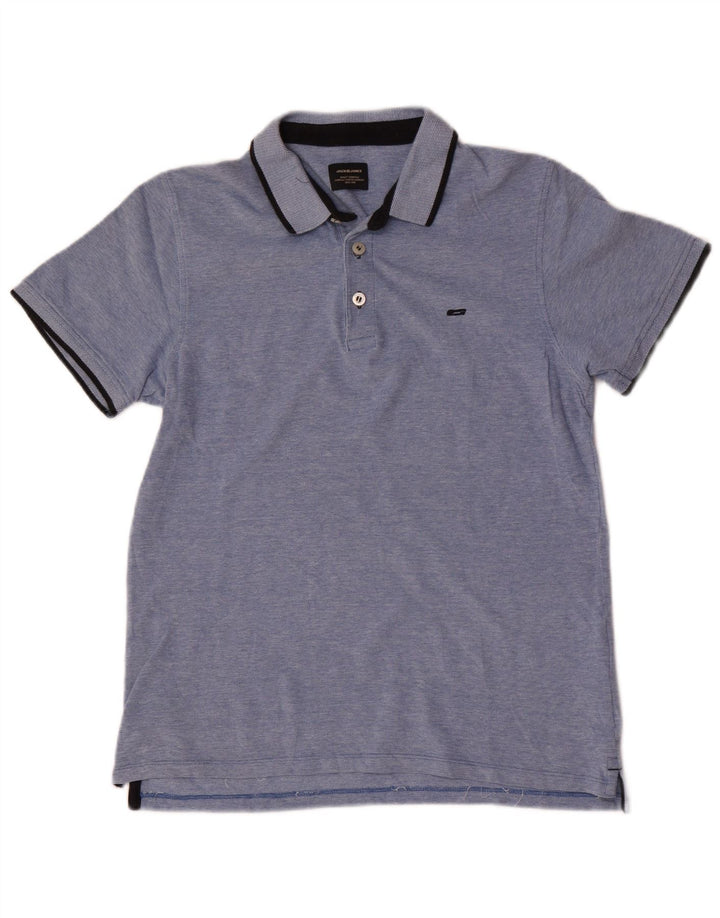 Jack & Jones Mens Regular Fit Polo Shirt Medium Blue Cotton