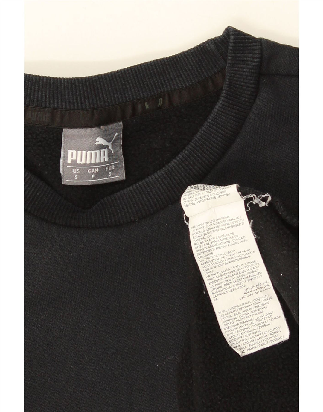 Puma Womens Oversized Sweatshirt Jumper UK 10 Small Black Cotton