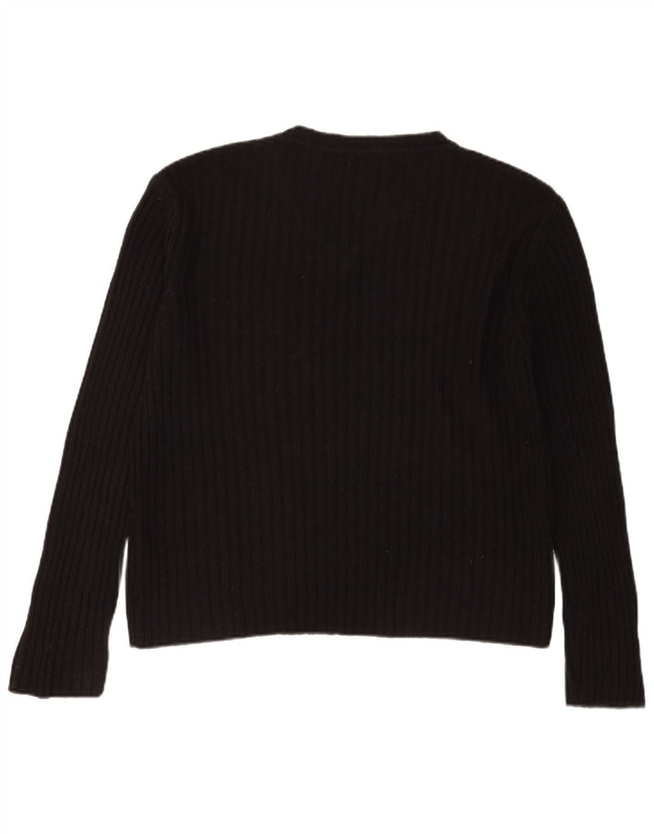 Zara Mens V-Neck Jumper Sweater Large Black Acrylic