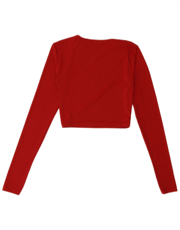 Zara Womens Crop Top Long Sleeve UK 8 Small Red Polyamide