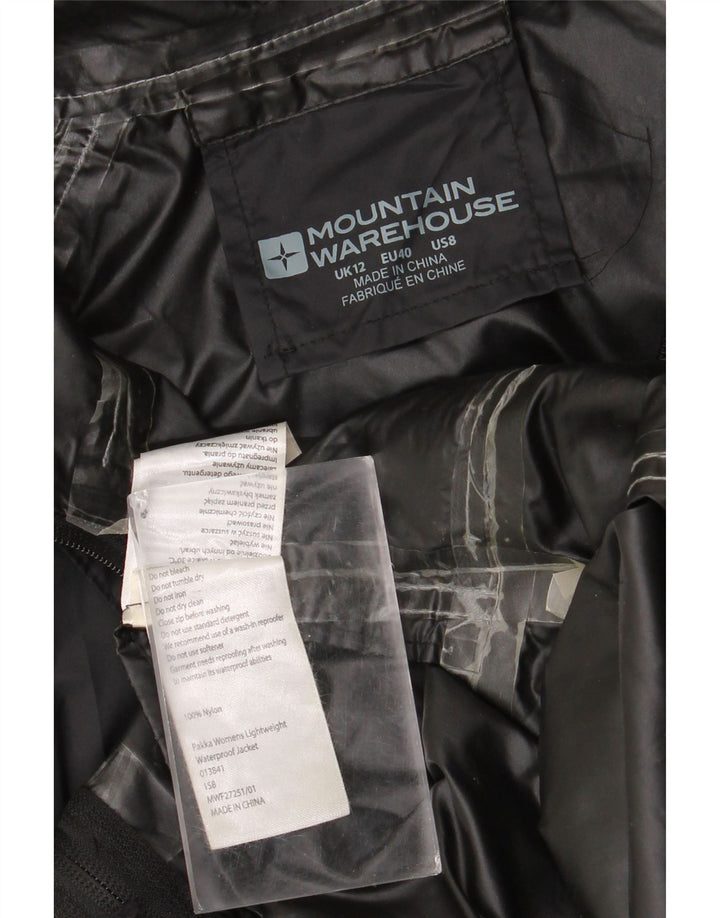 Mountain Warehouse Womens Hooded Rain Jacket UK 12 Medium Black Nylon