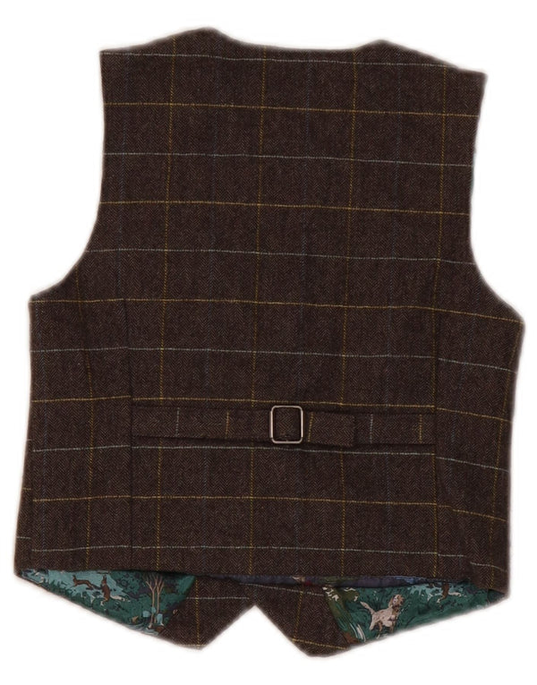 Monsoon Boys Waistcoat 5-6 Years Brown Check Wool