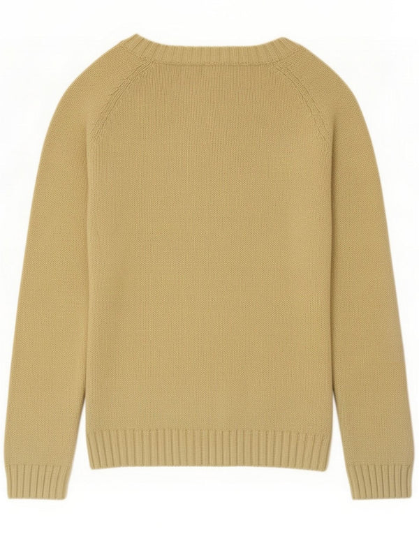 Massimo Dutti Womens V-Neck Jumper Sweater UK 12 Medium Green Cotton