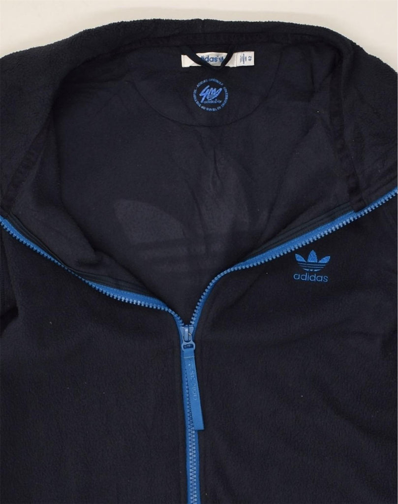 ADIDAS Womens Hooded Fleece Jacket IT 42 Medium Navy Blue Polyester | Vintage Adidas | Thrift | Second-Hand Adidas | Used Clothing | Messina Hembry 