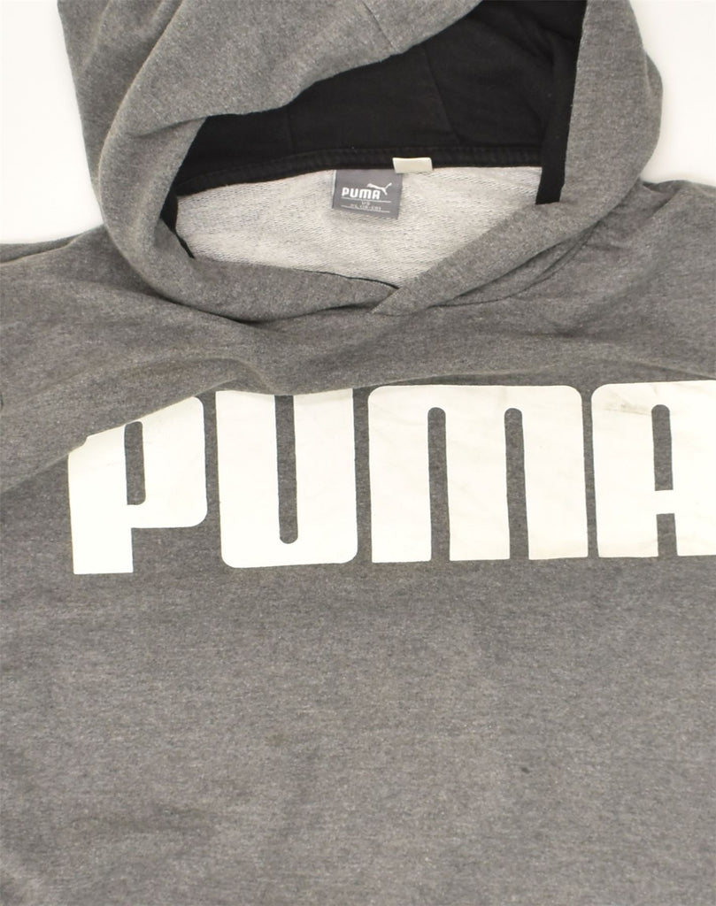 PUMA Boys Graphic Hoodie Jumper 15-16 Years XL Grey Cotton | Vintage Puma | Thrift | Second-Hand Puma | Used Clothing | Messina Hembry 