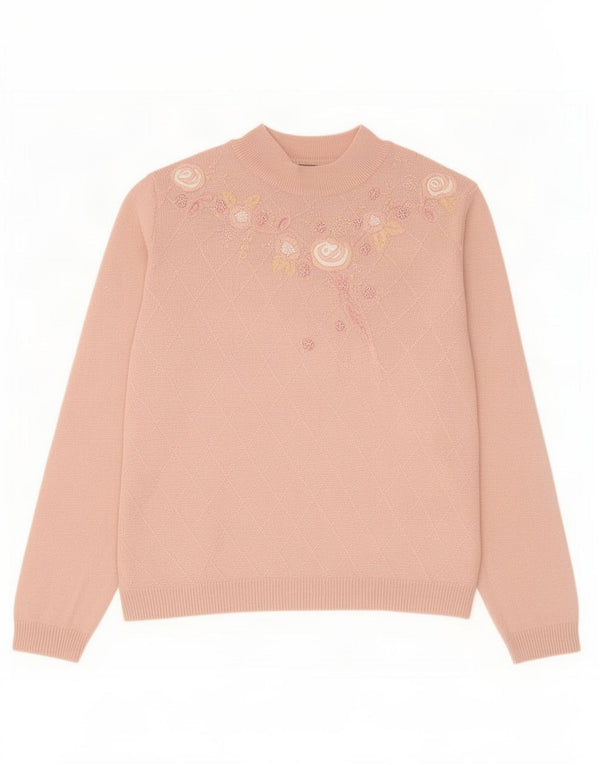 Alfred Dunner Womens Turtle Neck Jumper Sweater UK 16 Large Pink Floral