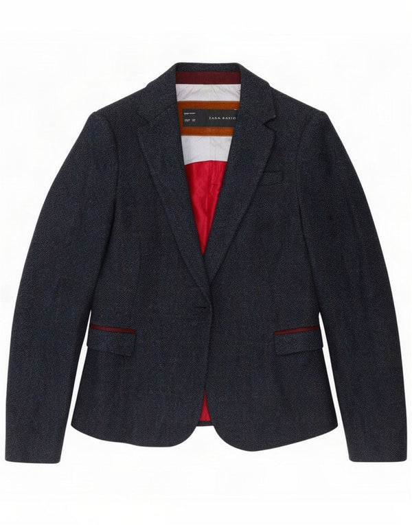 Zara Womens 1 Button Blazer Jacket UK 10 Small Navy Blue