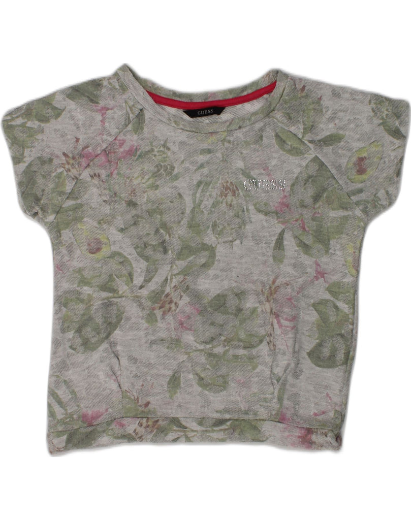 GUESS Girls Graphic T-Shirt Top 6-7 Years Grey Floral Cotton | Vintage Guess | Thrift | Second-Hand Guess | Used Clothing | Messina Hembry 