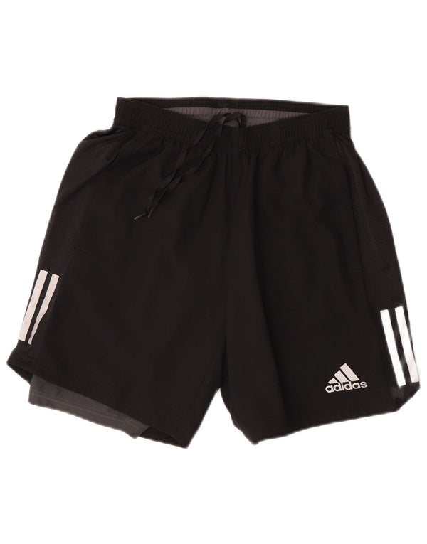 Adidas Mens Running Sport Shorts Small Black Colourblock Polyester