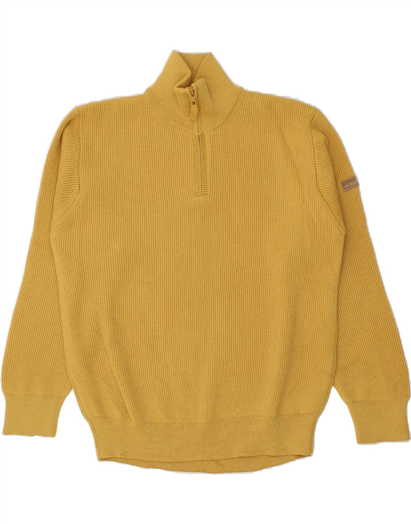 MARINA YACHTING Mens Zip Neck Jumper Sweater Small Yellow Wool | Vintage Marina Yachting | Thrift | Second-Hand Marina Yachting | Used Clothing | Messina Hembry 