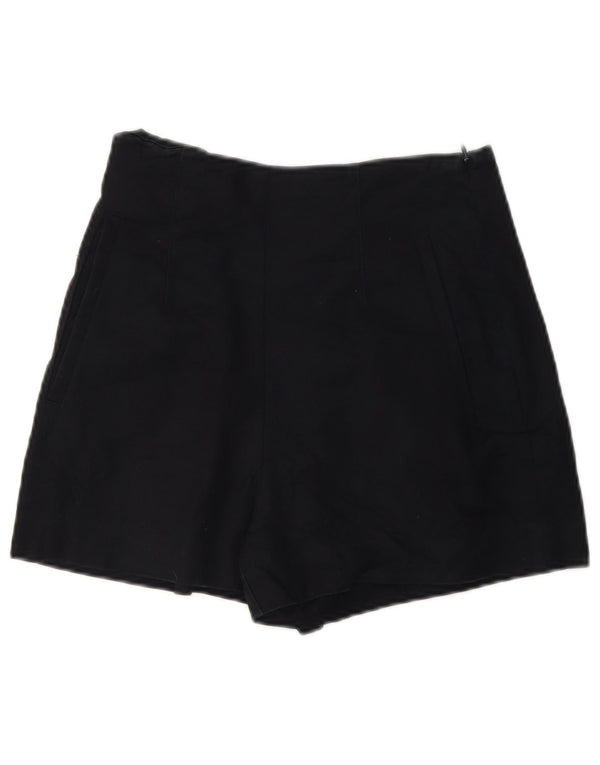Zara Womens High Waist Casual Shorts XS W24  Black Cotton