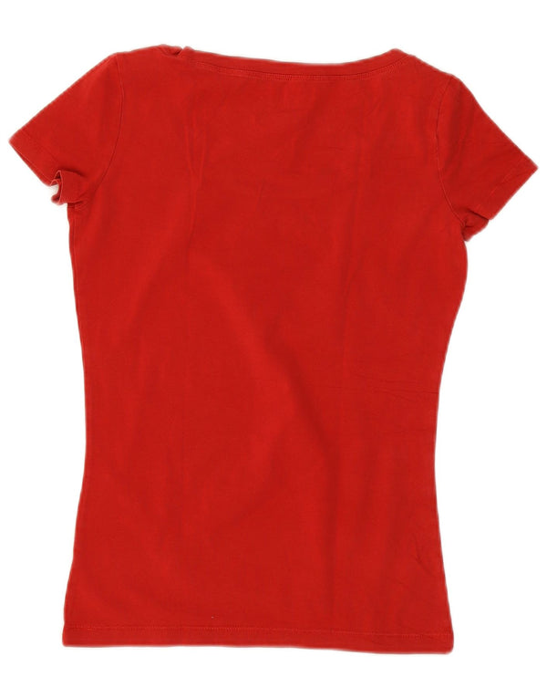 Calvin Klein Jeans Womens T-Shirt Top UK 12 Medium Red Cotton