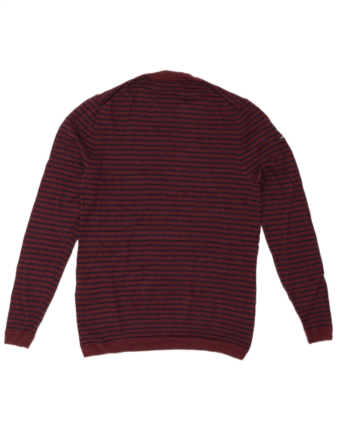 SUPERDRY Womens Crew Neck Jumper Sweater UK 14 Large Burgundy Striped
