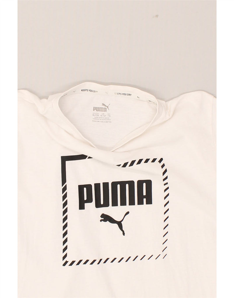 PUMA Boys Graphic T-Shirt Top 15-16 Years XL White Cotton | Vintage Puma | Thrift | Second-Hand Puma | Used Clothing | Messina Hembry 
