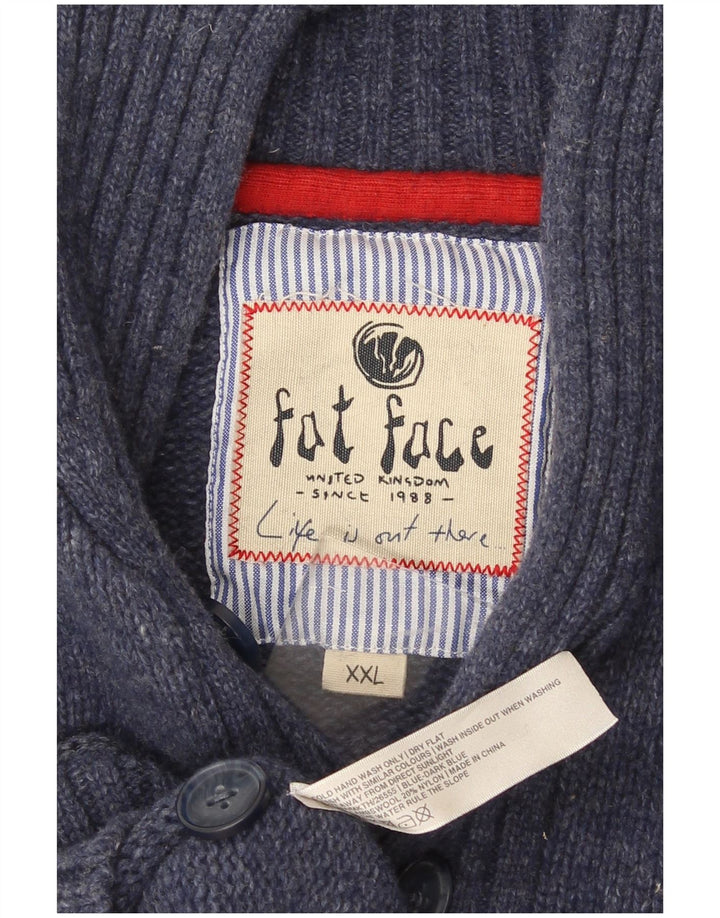 Fat Face Mens Shawl Neck Jumper Sweater 2XL Navy Blue Lambswool