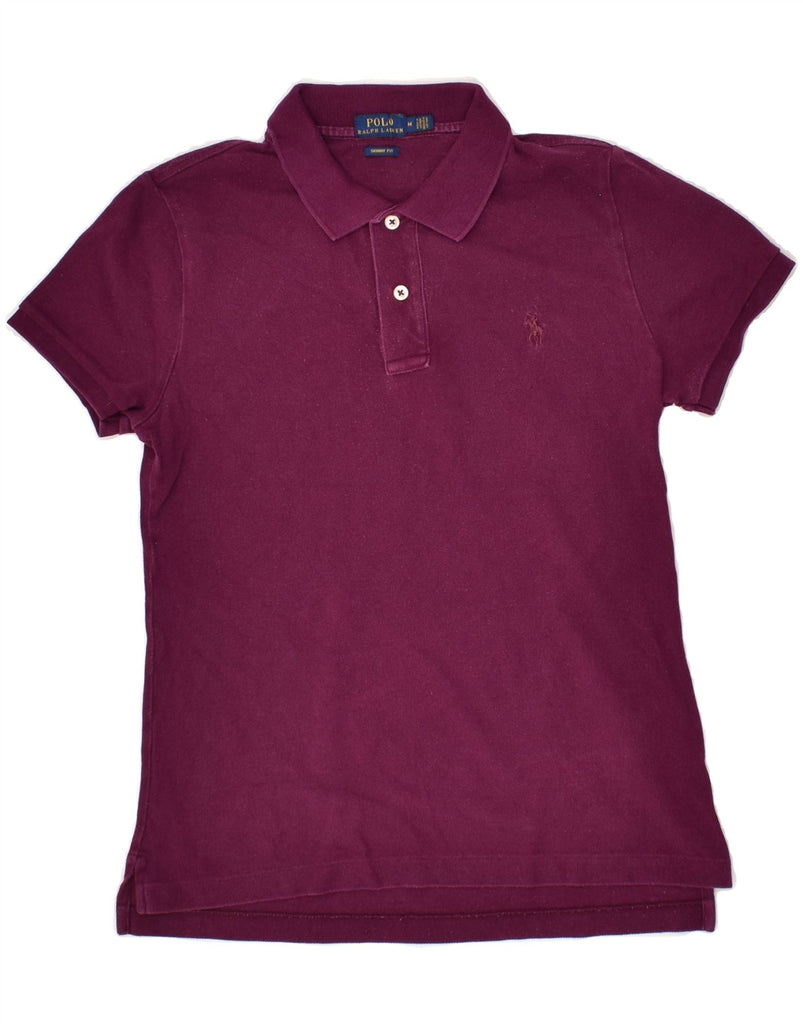 POLO RALPH LAUREN Mens Skinny Polo Shirt Medium Burgundy Cotton | Vintage Polo Ralph Lauren | Thrift | Second-Hand Polo Ralph Lauren | Used Clothing | Messina Hembry 