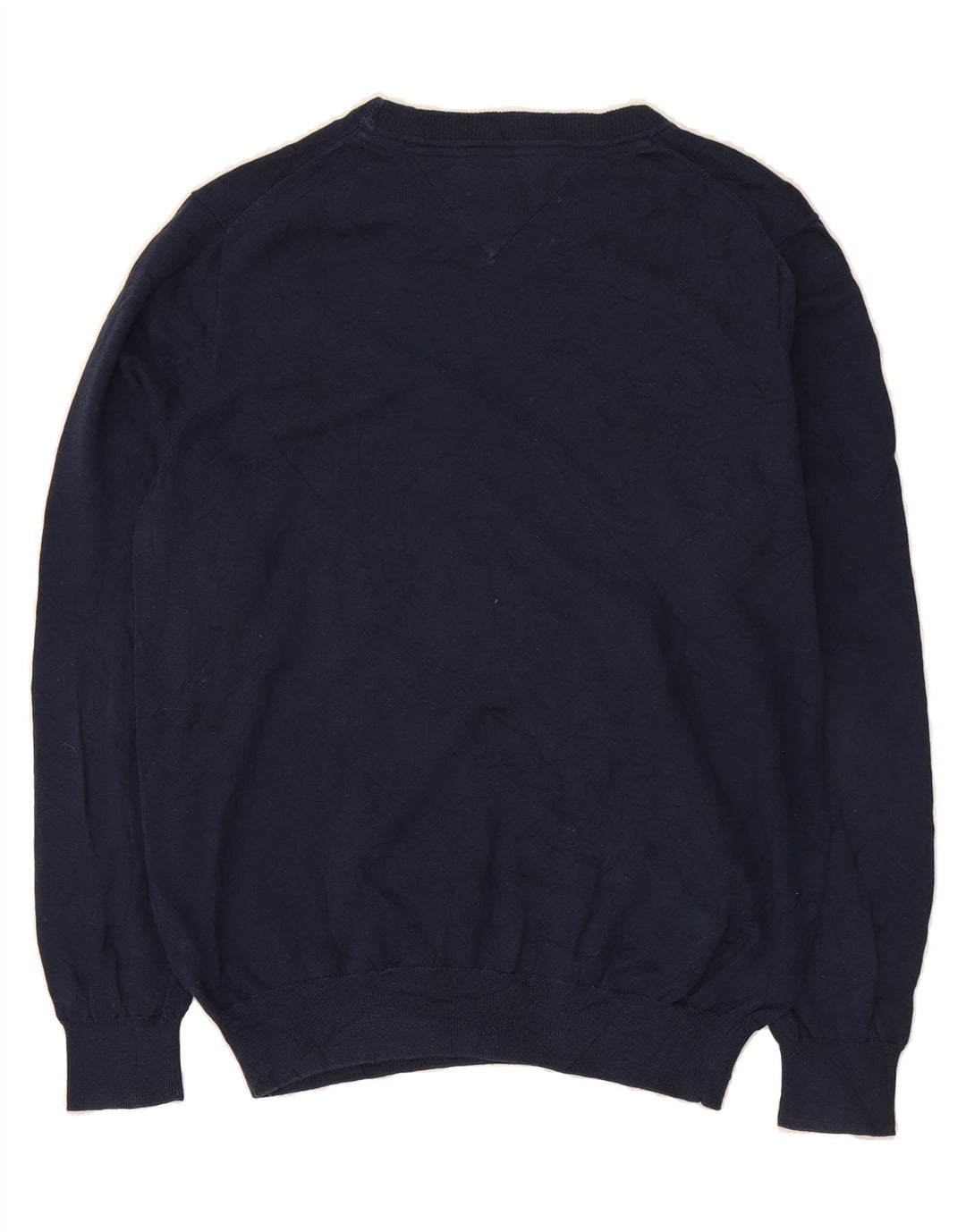 TOMMY HILFIGER Mens Boat Neck Jumper Sweater Medium Navy Blue Cotton Vintage Tommy Hilfiger and Second-Hand Tommy Hilfiger from Messina Hembry 