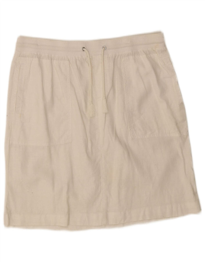 Marks & Spencer Womens Straight Skirt UK 14 Large W32 White Flax