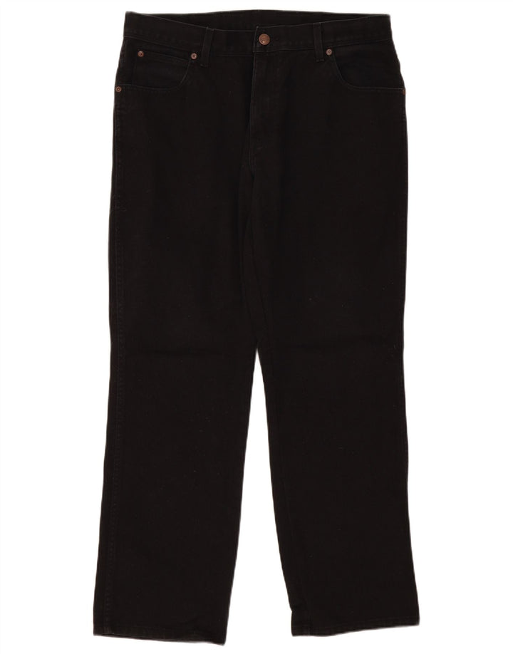 Wrangler Mens Regular Fit Straight Jeans W36 L30 Black Cotton
