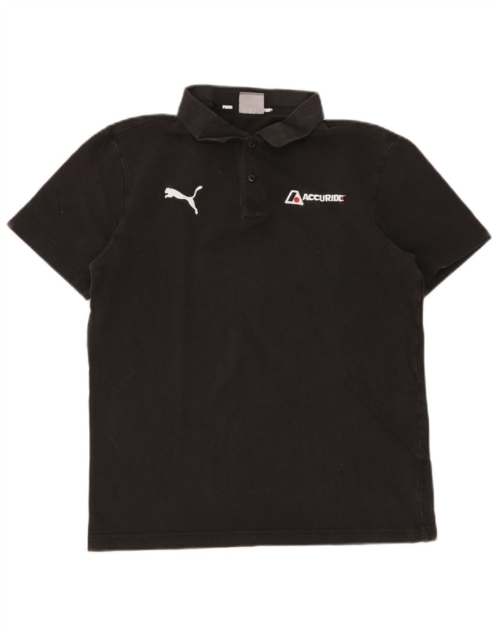 PUMA Mens Polo Shirt Medium Black Cotton