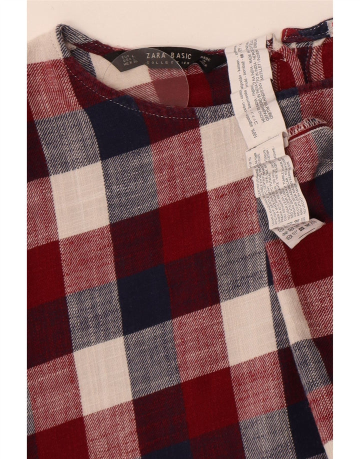 Zara Womens Short Sleeve Shirt Blouse UK 16 Large Multicoloured Check