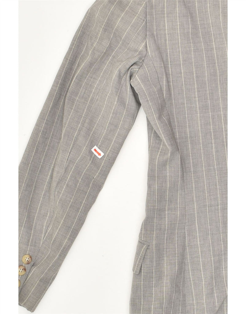 RALPH LAUREN Womens 3 Button Blazer Jacket US 4 Small Grey Striped Wool | Vintage Ralph Lauren | Thrift | Second-Hand Ralph Lauren | Used Clothing | Messina Hembry 