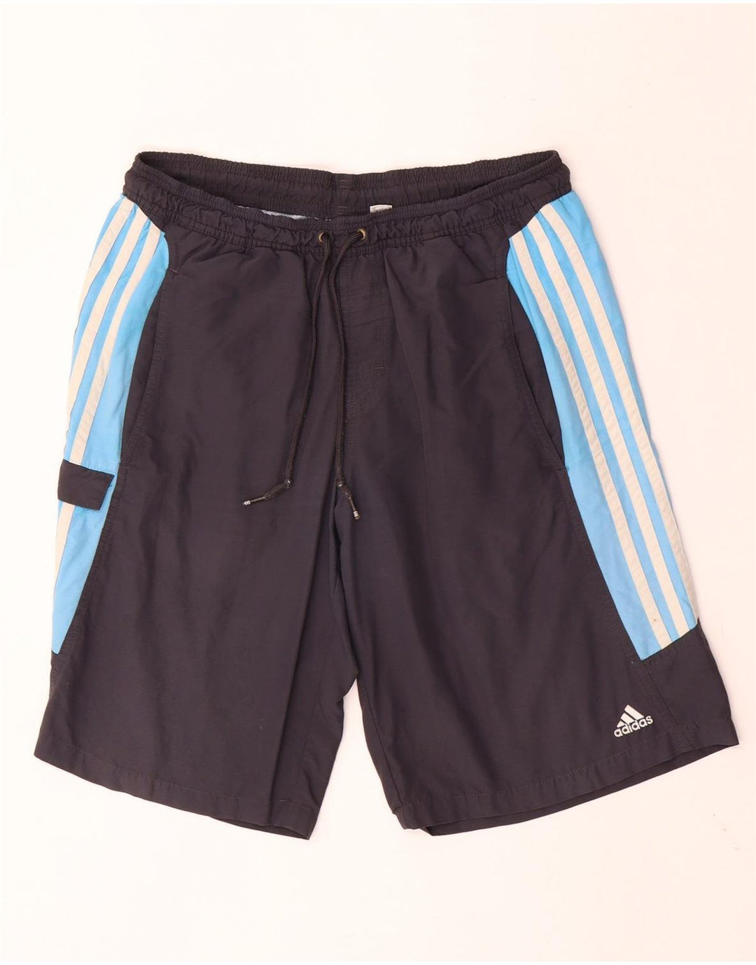 ADIDAS Mens Sport Shorts Medium  Navy Blue Colourblock Polyester