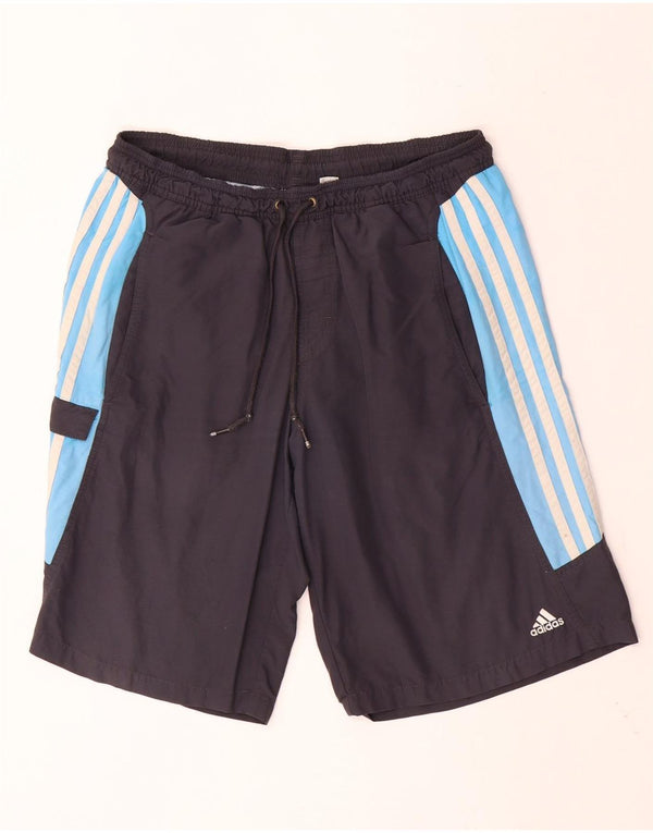 ADIDAS Mens Sport Shorts Medium  Navy Blue Colourblock Polyester