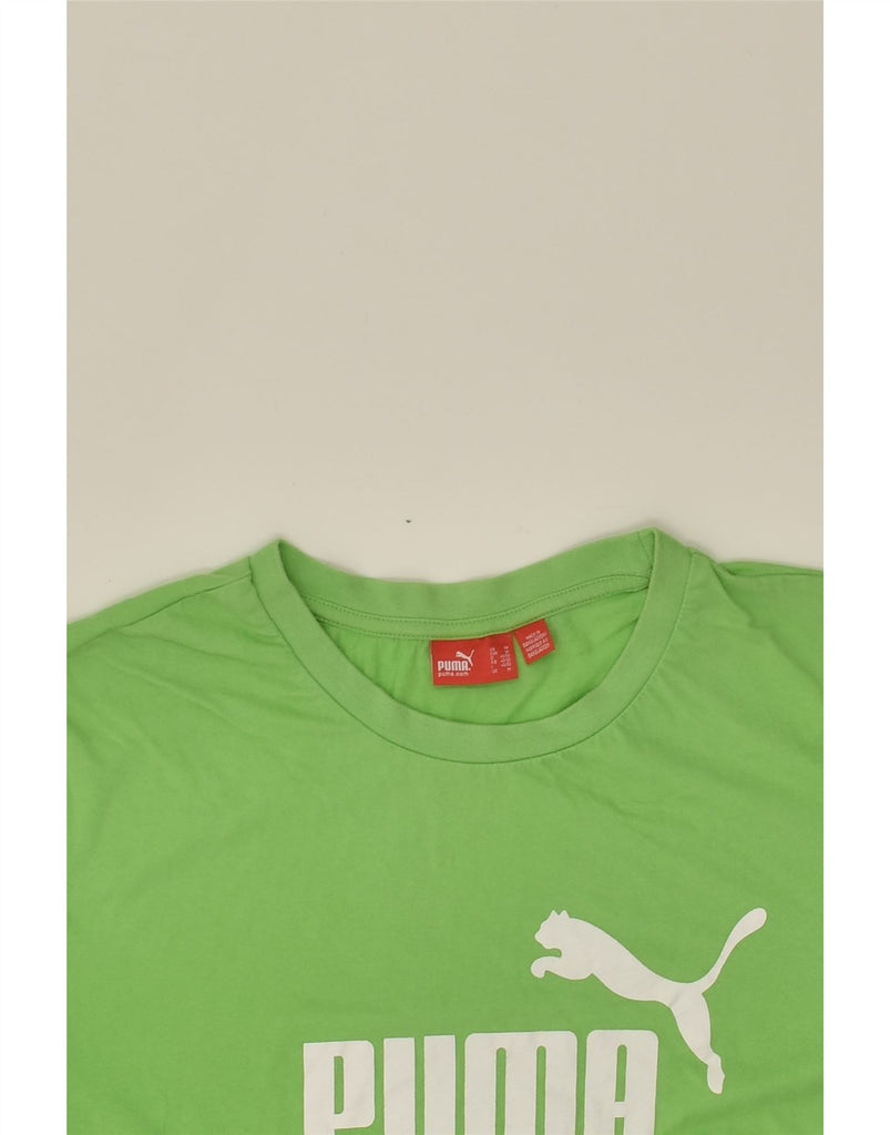 PUMA Mens Graphic T-Shirt Top Medium Green Cotton | Vintage Puma | Thrift | Second-Hand Puma | Used Clothing | Messina Hembry 